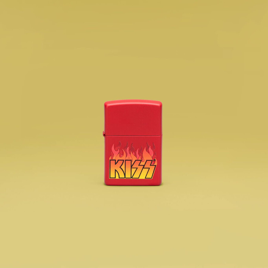 kiss flaming logo design