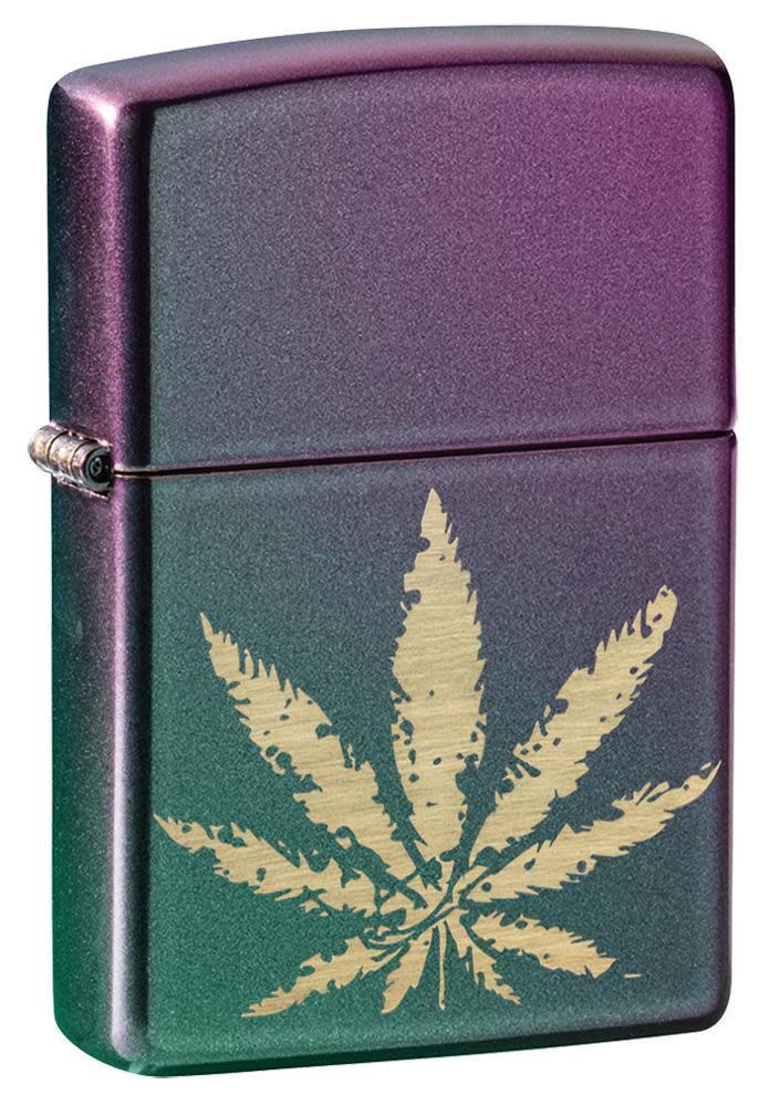 iridescent marijuana leaf