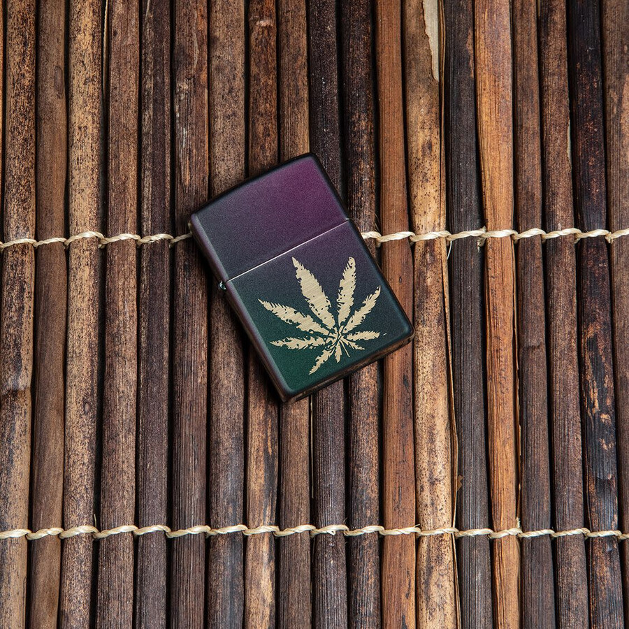 iridescent marijuana leaf