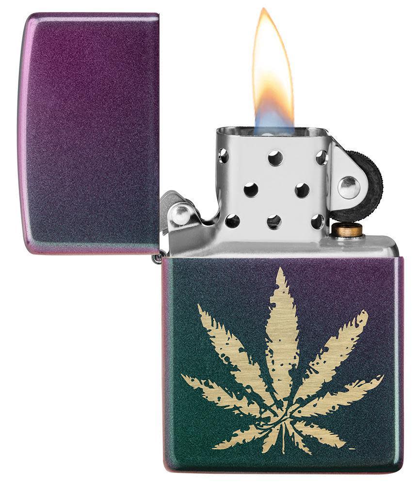 iridescent marijuana leaf