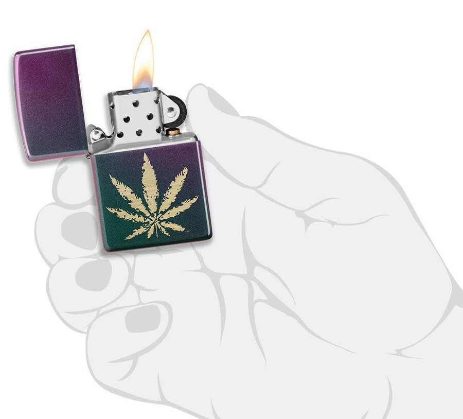 iridescent marijuana leaf