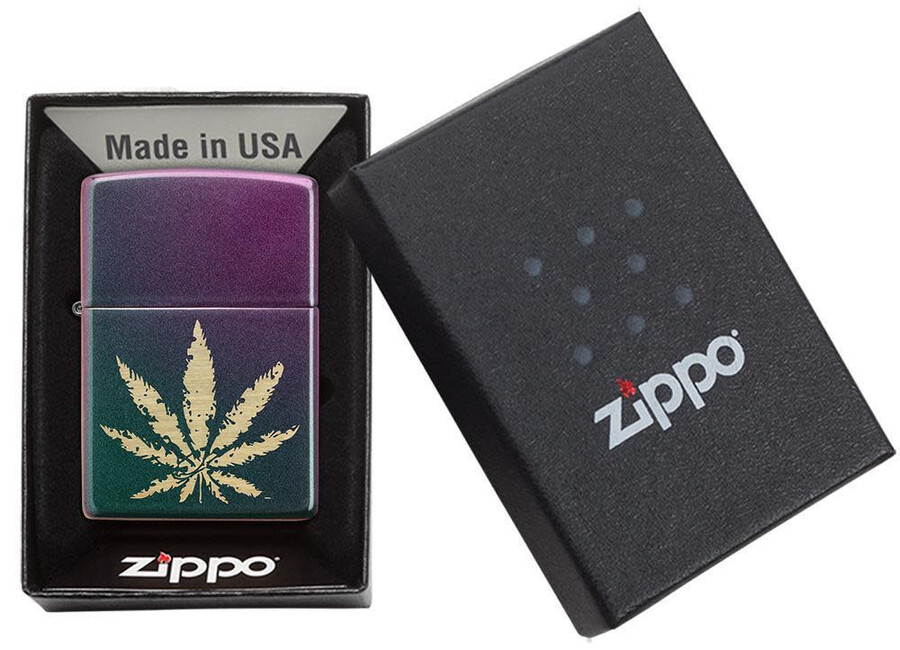 iridescent marijuana leaf