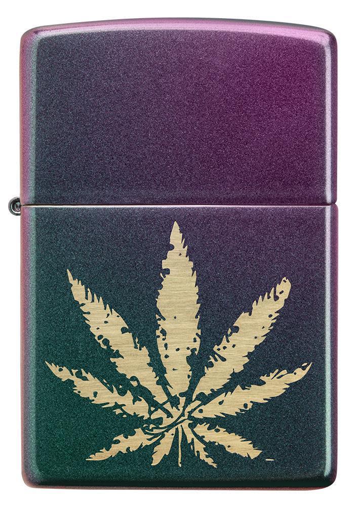 iridescent marijuana leaf