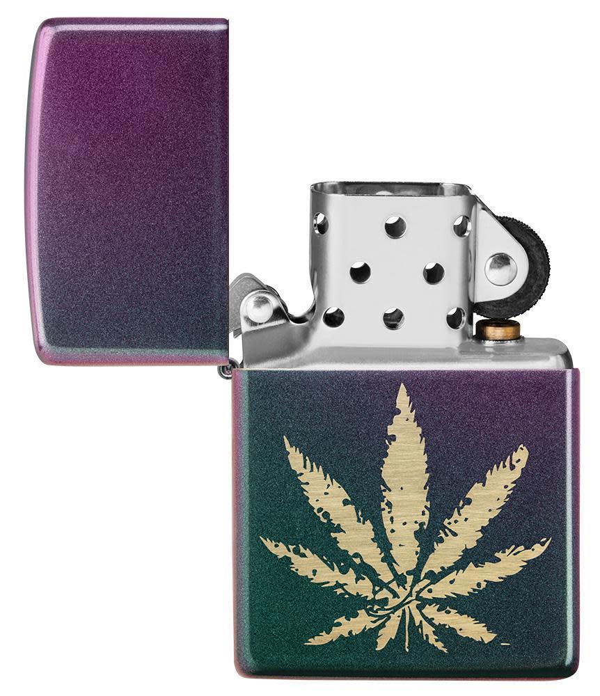 iridescent marijuana leaf