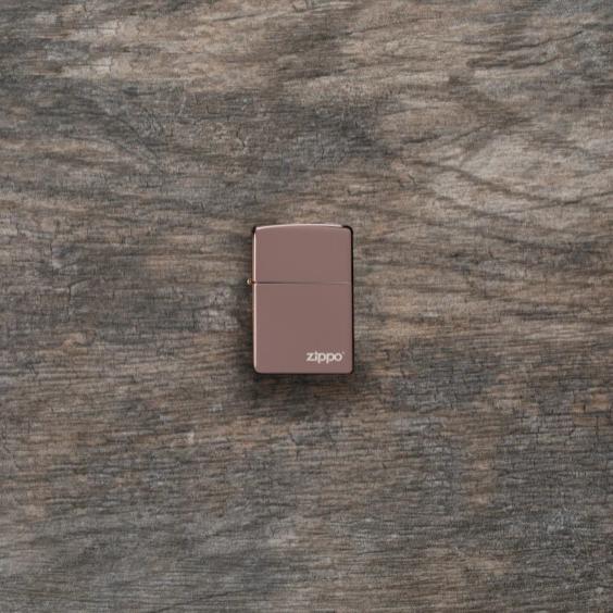 classic high polish rose gold zippo logo