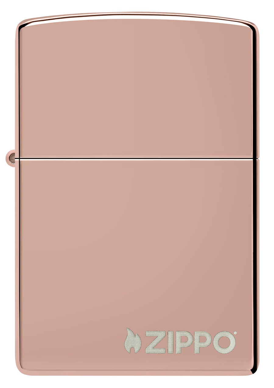 classic high polish rose gold zippo logo