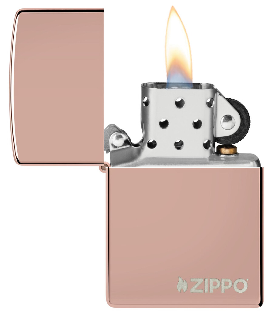 classic high polish rose gold zippo logo