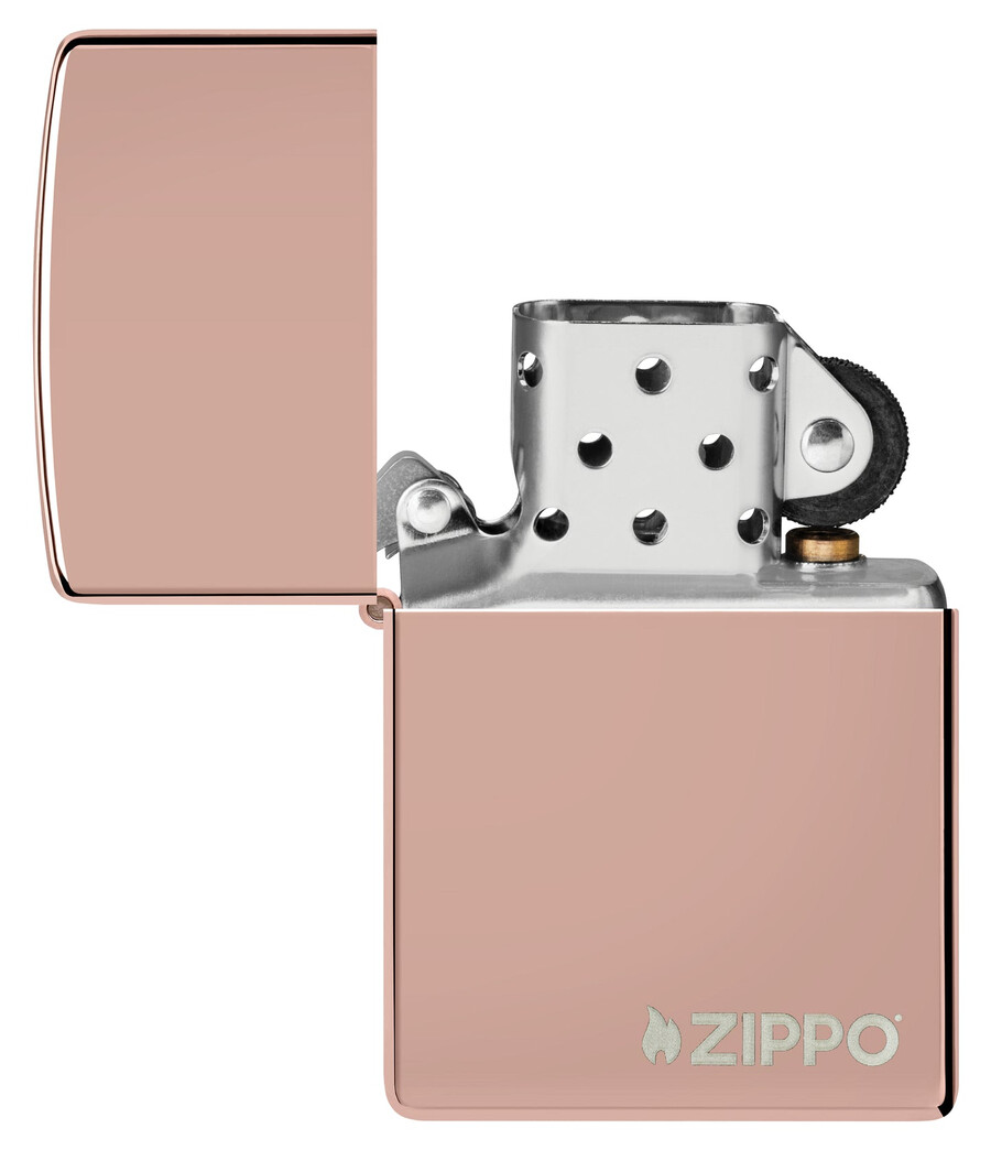 classic high polish rose gold zippo logo