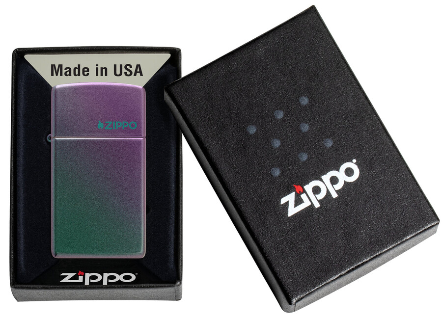 slim iridescent zippo logo