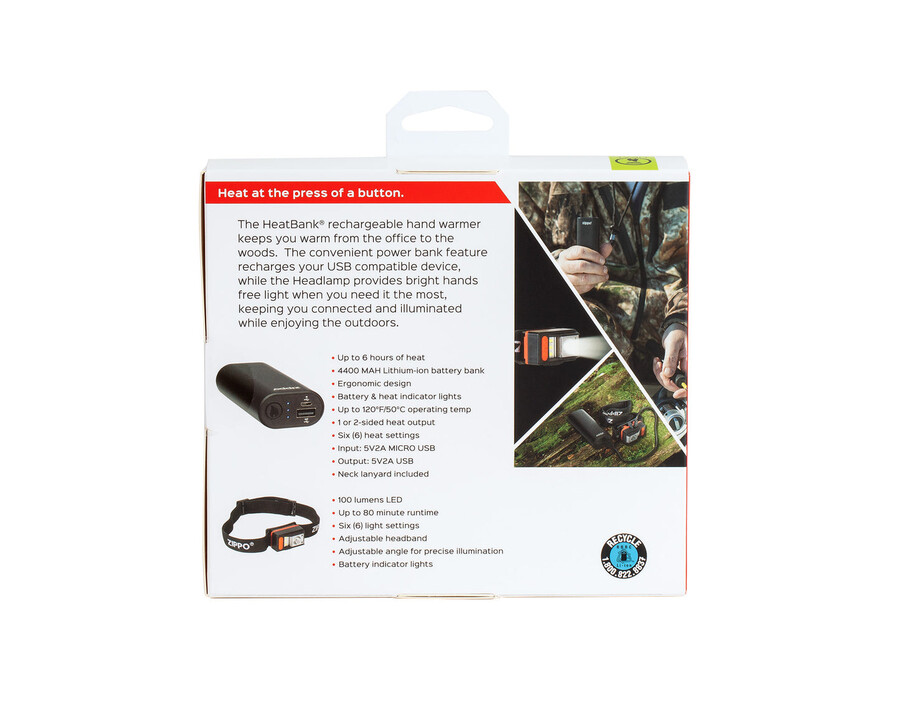 black heatbank 6 rechargeable hand warmer and headlamp gift set